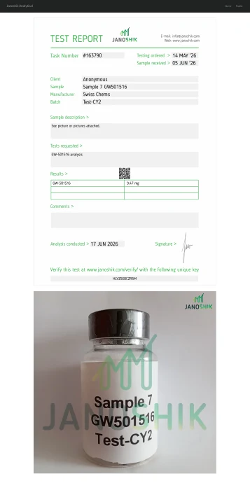 GW-501516 (Cardarine), (10mg/capsule) 60 Capsules lab report