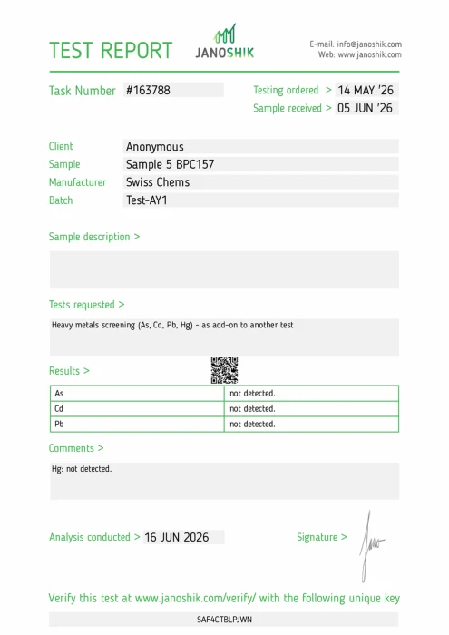 BPC-157 with Arginine Salt lab report