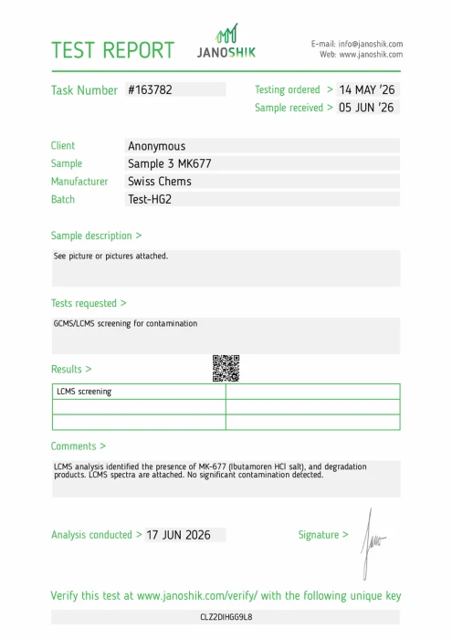 MK-677 (Ibutamoren), (10mg/capsule) 60 Capsules lab report